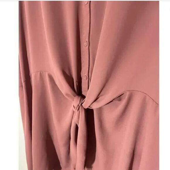 Torrid Peplum Georgette Button Front Tie Blouse 5X Business Office Corporate - Picture 4 of 7